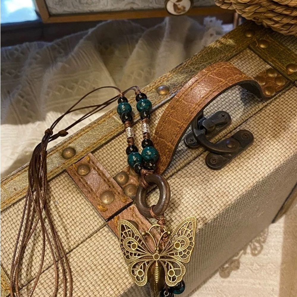 Butterfly Pendant Necklace with Beads